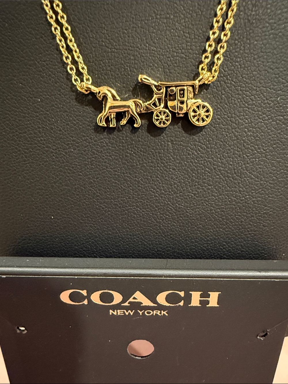 COACH | Gold Plated Traditional Logo Horse & Carriage Pendant Necklace - Picture 2 of 3